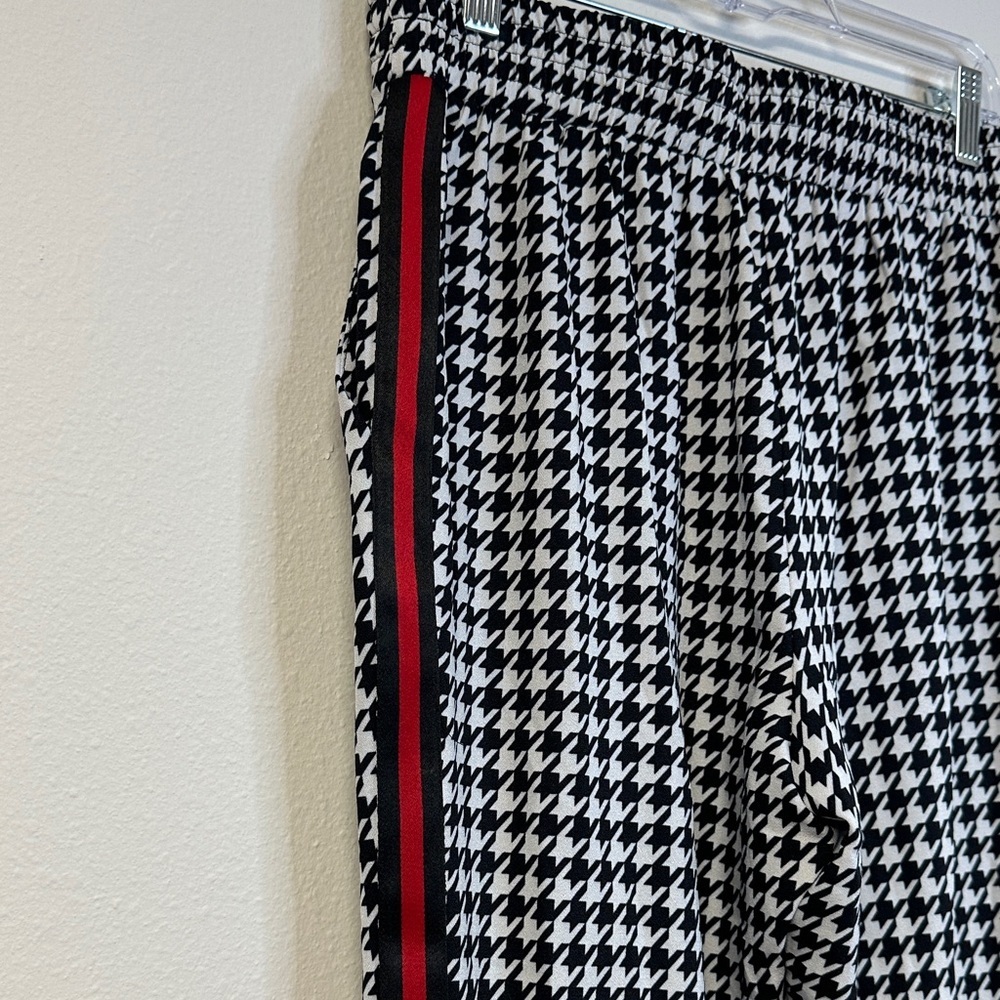 NWT Aqua Houndstooth Track Pants Red Racing Stripe Women's M - Picture 5 of 6
